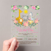 ガールサファリフローラベビーシャワー アクリル招待状 (インサイチュ (ポータブル))