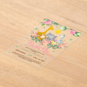 ガールサファリフローラベビーシャワー アクリル招待状 (レイダウン)