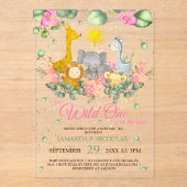 ガールサファリフローラベビーシャワー アクリル招待状 (正面)