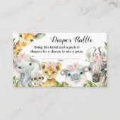 ガールサファリベイビーシャワーおむつラッフルチケット 名刺 (正面)