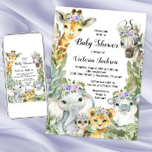 ガールサファリベイビーシャワーパープルフローラ