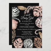 ガールサファリベイビーシャワー 招待状 (正面/裏面)