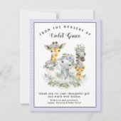 ガールサファリベビーシャワーサンキューカード 招待状 (正面)