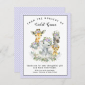 ガールサファリベビーシャワーサンキューカード 招待状 (正面/裏面)