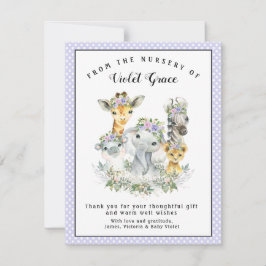 ガールサファリベビーシャワーサンキューカード 招待状