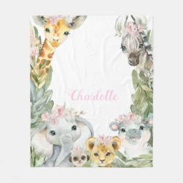 ガールサファリベビーブランケット フリースブランケット