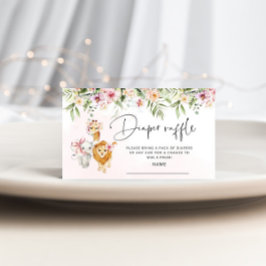 ガールサファリ動物おむつラッフルチケット エンクロージャーカード