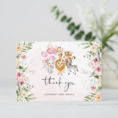 ガールサファリ動物のベビーシャワーサンキューカード カード (スタンド正面)