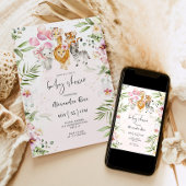 ガールサファリ動物のベビーシャワー招待状 招待状