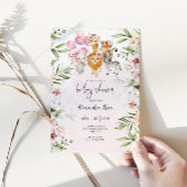 ガールサファリ動物のベビーシャワー招待状 招待状