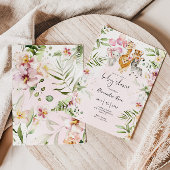 ガールサファリ動物のベビーシャワー招待状 招待状