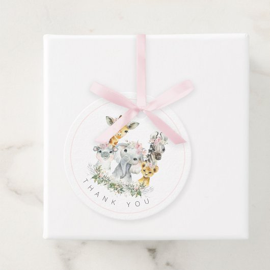 ガールサファリ動物のベビーシャワー フェイバータグ