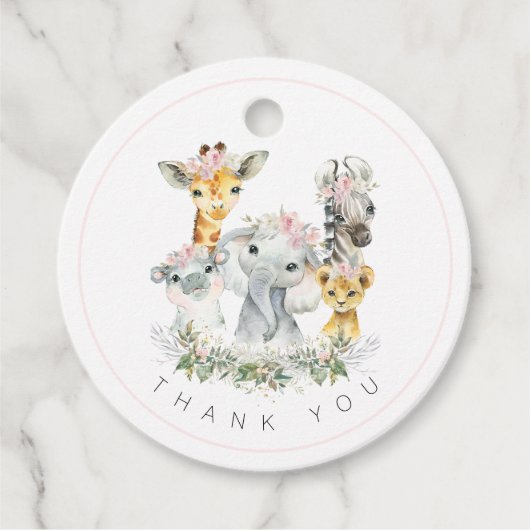 ガールサファリ動物のベビーシャワー フェイバータグ (正面)