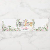 ガールサファリ動物のベビーシャワー ペットボトルラベル (シングルラベル)