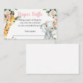 ガールサファリ動物の赤ちゃんシャワーおむつラッフルカード エンクロージャーカード (正面/裏面)