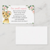 ガールサファリ動物の赤ちゃんシャワーブックリクエストカード エンクロージャーカード (正面/裏面)