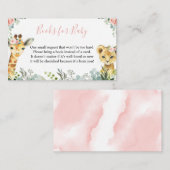 ガールサファリ動物の赤ちゃんシャワーベビー エンクロージャーカード (正面/裏面)