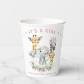 ガールサファリ動物ベビーシャワー紙カップ 紙コップ (裏面)