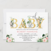 ガールサファリ動物編集可能オ赤ちゃんシャワー 招待状 (正面)