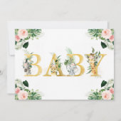 ガールサファリ動物編集可能オ赤ちゃんシャワー 招待状 (裏面)