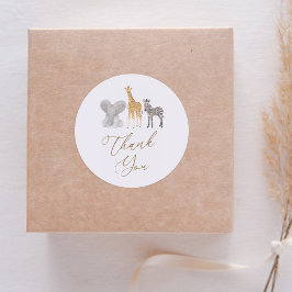 ガールサファリ動物赤ちゃんシャワーありがとう ラウンドシール