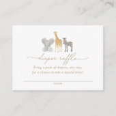 ガールサファリ動物赤ちゃんシャワーおむつラッフル エンクロージャーカード (正面)