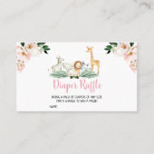 ガールサファリ動物赤ちゃんシャワーおむつラッフル 名刺 (正面)