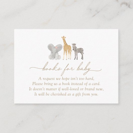 ガールサファリ動物赤ちゃんシャワーベビー エンクロージャーカード (正面)