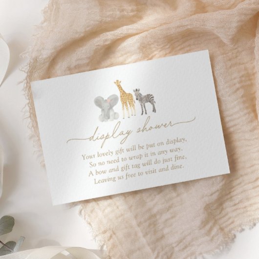 ガールサファリ動物赤ちゃんシャワー表示シャワー エンクロージャーカード