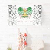 ガールサファリ誕生日ライオンイラストレーション 横断幕 (インサイチュ)