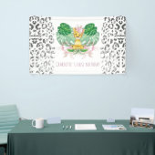 ガールサファリ誕生日ライオンイラストレーション 横断幕 (トレードショー)