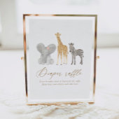 ガールサファリ赤ちゃんシャワーおむつラッフルサイン ポスター