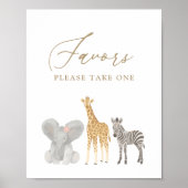 ガールサファリ赤ちゃんシャワーの好意サイン ポスター (正面)