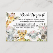 ガールサファリ赤ちゃんシャワーブックリクエストカード 名刺 (正面)