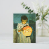 ガールサマーナイトブルークリッティゲンランタンコースト ポストカード (スタンド正面)