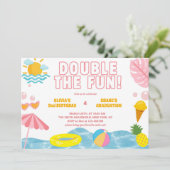 ガールサマー兄弟姉妹誕生日と卒業関節 招待状 (スタンド正面)