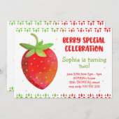 ガールサマー誕生日ベリースペシャルイチゴカワイト 招待状 (正面/裏面)