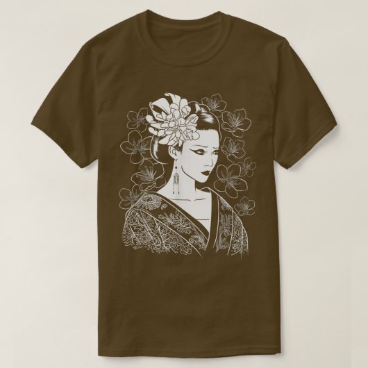 ガールサムライ日本のシノビファイター忍者武術 Tシャツ (デザイン正面)