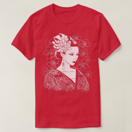 ガールサムライ日本のシノビファイター忍者武術 Tシャツ (デザイン正面)
