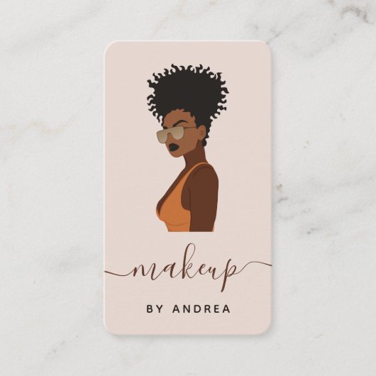 ガールサングラスイラストレーションメイク美しいファッション 名刺 (正面)