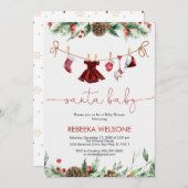 ガールサンタベビークリスマスベビーシャワーの招待状 招待状 (正面/裏面)