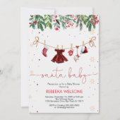 ガールサンタベビークリスマスベビーシャワー 招待状 (正面)