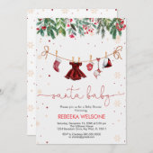 ガールサンタベビークリスマスベビーシャワー 招待状 (正面/裏面)