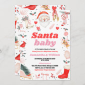 ガールサンタベビーベビーシャワー 招待状 (正面/裏面)