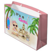 ガールサンドキャッスルサーフボードビーチベビーシャワー ラージペーパーバッグ (裏面アングル)