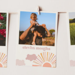 ガールサンマンスリーバナーカード – 11ヶ月 招待状