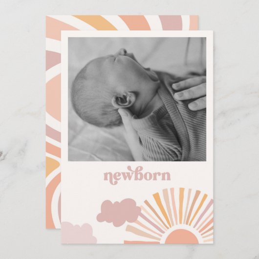 ガールサン月次バナー生まれたばかりの- 招待状 (正面/裏面)