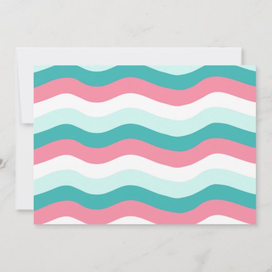 ガールサーフズアップビーチウェーブ誕生日サンキューカード 招待状 (裏面)