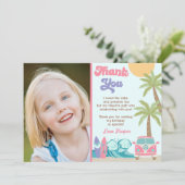 ガールサーフズアップビーチサーフ誕生日サンキューカード 招待状 (スタンド正面)