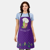 ガールシェフがアフリカ系アメリカ人ハーブ水玉模様 エプロン (着用した状態)